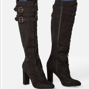 Black Heeled Lace-Up boots